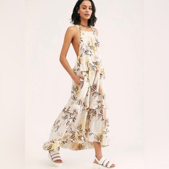 Free People Anita Ivory Multi Print Floral Sleeveless Maxi Dress Small - Picture 1 of 16